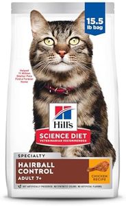 Hill's Science Diet Hairball Control, Senior Adult 7+, Hairball Control Support, Dry Cat Food, Chicken Recipe, 15.5 lb Bag