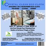 Crystal Clean Eco-Cloth Amazing Lint-Free/Streak-Free/Chemical-Free Microfiber Cloth for Windows & Glass/Mirrors Stainless Steel Appliances TV/Computer/Tablets...5 in a Pack, White, 16''x16''