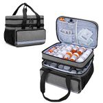 CURMIO Double Layers Pill Bottle Organizer Bag Empty, Medicine Organizer Storage Case with Lockable Zippers, Medication Travel Bag for Prescription Bottles, Medical Supplies, Gray (Patent Design)