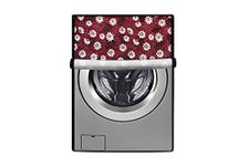 Stylista PVC Washing Machine Cover Compatible for LG 9 KG Fully-Automatic Front Loading FHT1409SWS, STS-VCM, Floral Pattern Red White