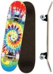 Yocaher Punked Complete Skateboard 7.75 x 31 Pro Skateboards with Black Widow Grip Tape, Aluminum Alloy Truck, ABEC-7 Bearing, 54mm Skateboard Wheels (Complete 7.75 Tie Dye Original)