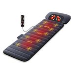 Comfier Massage Mat with Heat Pad,Full Body Massage Bed with Shiatsu Neck Massage Pillow,10 Vibrating Motors & 4 Heating Pads for Back Relief,Massagers for Neck & Back,Gifts for Women,Men