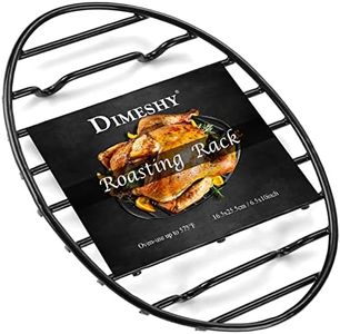 DIMESHY Roasting Rack, Black with Integrated Feet, Enamel Finished, Nonstick, fit for 13 inches oval roasting pan, safety, dishwasher, Great for Basting, Cooking, Drying, Cooling rack.(10”x 6.5”)