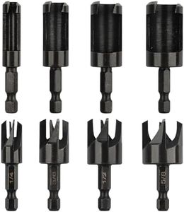 Rocaris 8 Pack Wood Plug Cutter Drill Bit Set, Straight and Tapered Taper Cutting Tool 1/4", 5/16", 3/8", 1/2", 1/4 Inch Hex Shank, Black