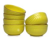 SEPARATE WAY Ceramic Soup Bowls, Cereal Bowl, Dishwasher & Microwave Safe/Serving Bowls for Kitchen, Ideal for Self Use Or Gift for Friends, Anniversary, Birthday (Yellow, Set of 6)