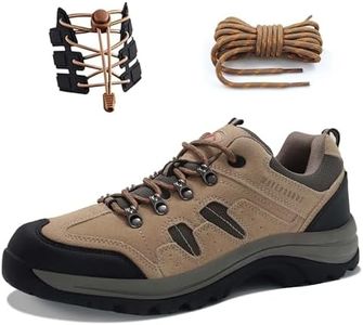 CC-Los Men's Waterproof Hiking Shoes Lace-Free Lightweight & Breathable No Tie Outdoor Work Shoes Tan Size 10.5-11 New Upgrade