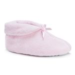 MUK LUKS Women's Micro Chenille Boot with Satin Bow Slipper, Pink, Medium UK