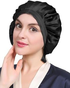 LILYSILK 100% Mulberry Silk Bonnet, 19 Momme Silk Night Sleep Cap Adjustable Hair Wrap for Sleeping, Black