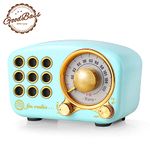 Retro Radio Bluetooth Speaker, Vintage Radio- Greadio FM Radio With Old fashioned Classic Style, Strong Bass Enhancement, Loud Volume, Bluetooth 4.2 Connection, TF Card Slot and MP3 Player (Blue)