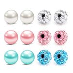 Mayhoop 12Pcs 14G 5MM Piercing Balls Replacement Balls for Body Jewelry Fake Pearl Disco Balls Balls for Belly Bar/Industrial/Tongue Piercing