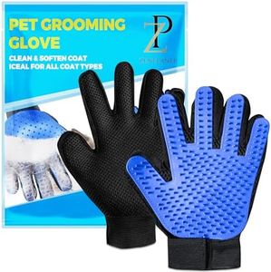 ZENELANEP Upgrade Pet Grooming Gloves, Grooming Gloves for Dogs, Cats, Rabbits & Horses with Long and Short Hair, Efficient Pets Hair Remover Mittens - 1 Pair (Blue)