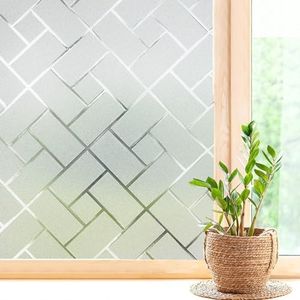 Coavas Window Privacy Film: Non-Adhesive Privacy Window Film Frosted Glass Window Film Sun Blocking Window Film Heat Control UV Blocking for Home Office, 17.5 x 78.7 inches