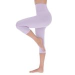 FUTURO FASHION 3/4 Leggings for Women High Waisted Buttery Soft Capri Leggings Non See Through Stretchy Casual Everyday Yoga Running S-XXL Lilac L-XL