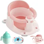 Baby Bath Seat 6 Months & up, Bath Seat for Baby, Toddler Bath Seat with Suction Cups, Non-Slip, Detachable Cute Pink