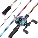 Sougayilang Souagyilang Casting Fishing Rod Reel Combo,2 Pieces Medium Heavy Pole with Super Smooth Casting Gear Baitcster Combo (5.9ft Right Hand)