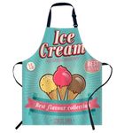 Smooffly Vintage Ice Cream Poster design Apron Unisex Adjustable Bib Apron Cooking Kitchen Chef Women Men Aprons for Home Kitchen, Restaurant,Coffee House,Shop,Garden