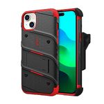 ZIZO Bolt Bundle for iPhone 15 Plus Case with Screen Protector Kickstand Holster Lanyard - Red