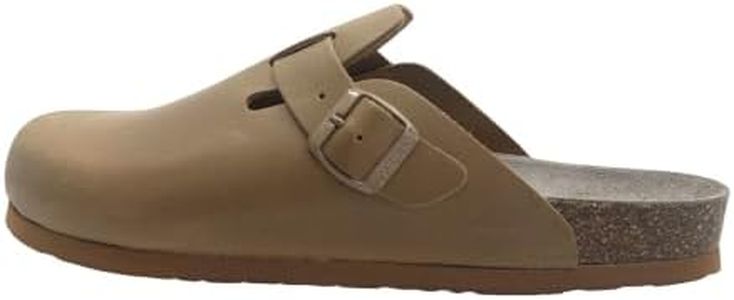 Genuins Clay Riva Oiled Leather Walking Shoes for Women and Mens Clogs, Slip On Mule Design with Closed Toe Structure, Cork Footbed Support for Stability and Daily Comfort, 14 US Women / 12 US Men