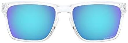 Oakley Men's OO9448 Sylas Rectangular Sunglasses, Polished Clear/Prizm Sapphire, 57 mm