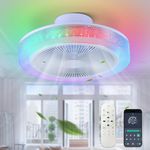 Depuley RGB Ceiling Fans with Lights: Color Changing Crystal Ceiling Light Fans Remote Control - Smart Ceiling Fan Reversible Motor - Dimmable Fan Lights Ceiling for Bedroom