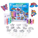 TBC The Best Crafts Window Kids Crafts Kit 12 Sun catchers & 8 Peelable Window Paints DIY Stained Glass Window Film Decoration Creative Arts & Crafts Set For Age 3 Plus