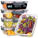 Igluu Meal Prep Glass Containers with Lids (5 Pack) – Airtight & BPA-Free – Oven, Microwave, Freezer and Dishwasher Safe – 1050ml – Durable Borosilicate Glass
