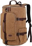 BAOSHA HB-26 Vintage Canvas Men Holdall Weekend Travel Duffel Bag Backpack Messenger Shoulder Bags Convertible Travel Hiking Rucksack Weekender Overnight Bag (Coffee)