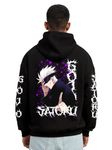 INDIE APES GOJO SATORU Pullover Full Sleeve Cotton Hoodie (X-Large) Black