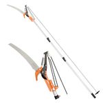 VonHaus Telescopic Tree Pruner & Lopper 2 in 1 – Long Reach 3.3m Cutter, Retractable & Extendable Pole Saw for Branches – Lightweight Aluminium Pole, Steel Blade – Blade Cover Included