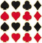 Playing Cards Chenille Iron on Patches-16Pcs Card Suits Red Black Heart Diamond Spade Repair Patches Kit Poker Las Vegas Sew on Embroidered Applique DIY Accessory for Backpack Clothes Pants Hats Jeans