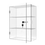 Clear Acrylic Countertop Display Case: 3-Shelf Showcase with Lock Key - Display Cabinet Suitable for Figures Rock Collectibles(11.8x5.9x15.7 inch)