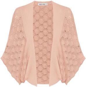 GRACE KARIN Cardigan ajouré pour femme - Cardigan ouvert sur le devant, rose clair, S