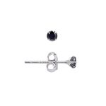 3MM Sterling Silver Earrings Obsidian Black Cubic Zirconia Studs for Women Men