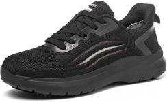 Treesky Non Slip Work Shoes for Women in Food Service - Slip Resistant, Comfortable & Lightweight Sneakers, Suitable for Restaurant, Kitchen & Nursing Crews (Black, Size 10)