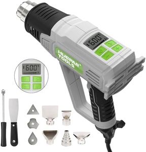 Huepar Tools Heat Gun 10 Accessories Hot Air Gun with LCD Digital Display, 122℉-1112℉(50℃-600℃) Temperature & Air Flow Adjustable, 12.5A, Overload Protection for Crafts, Shrinking PVC, Stripping Paint