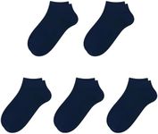 SERISIMPLE Viscose Bamboo School Socks Ankle Super Soft Kids Socks Stretch Cuffs Athletic Socks Odor Resistant Anti-odor 5 Pairs (Medium, Navy Blue)