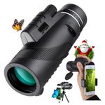 40X60 Monocular Telescope with Smartphone Tripod True HD High Power BAK4 Prism & FMC Lens Monoculars Scope for Adults Kids Bird Watching Travelling Camping Wildlife Hiking