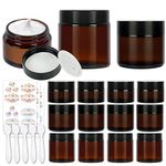 Amber Glass Jar 15 Pack,Betrome 1 oz 2 oz 4 oz Round Empty Cosmetic Container, Makeup Storage Jars with White Inner Liners and Black Lids