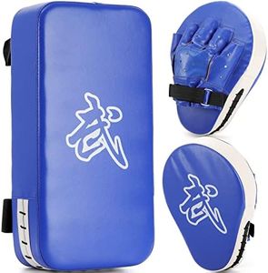 WUWEOT 2-in-1 Punching Mitts Kick Pack Set, Boxing Mitts Focus Pads and Taewondo Kick Pad, Thai Pads Karate Kick Pads, Martial Arts MMA Punching Mitts Kicking Boxing Shield Training for Men Women Gym