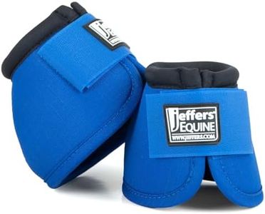Jeffers Equine Ballistic Bell Boots - Blue, Large | Shock Absorbing Hoof Protection for Horses | Secure Double Hook & Loop Closure, Perfect for Travel, Training, & Equestrian Riding