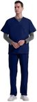 Uniforms World Elvis Scrubs Set for Men — Classic V-Neck Stretch Top & Straight Pants, Elastic Waistband, 7 Pockets