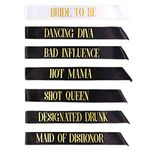 7Pcs Bachelorette Party Supplies Sashes Bride to be Sash Set Bridal Shower Sash Hen Party Sash Bride Bridesmaid Sashes for Wedding Engagement Bridal Shower Decorations Bachelorette Party Favors