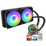 Dracaena 240mm AIO CPU Cooler, 240mm Radiator, 2x120mm ARGB PWM Fans,Color Change Remote,Leakproof Technology,High Flow Pump,ARGB Liquid Cooling System,AMD AM5/AM4-Intel LGA 1700/1200/, Black