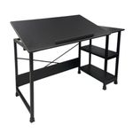 Kawachi Multipurpose Drafting Table with Storage – Angle Adjustable Elevator Desk & Easel for Architects, Artists, Interior Designers Wenge Black