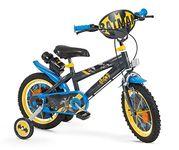 TOIMSA 14913 Batman 14" Bicycle Bike with shield, bottle, stabilisers, adjustable saddle and handlebars- 4-6yrs, Black