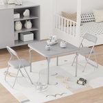 IDEALHOUSE Boys and Girls Folding Table and Chairs Set of 3, Portable Table and Chair with Pu Soft Cushion,Suitable for Eating,Reading and Playing