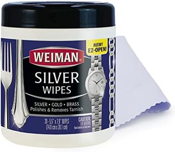 Weiman Jewelry Polish Cleaner and Tarnish Remover Wipes - 20 Count with Polishing Cloth - Use on Silver Jewelry Antique Silver Gold Brass Copper and Aluminum