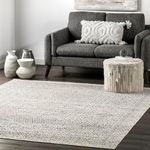 nuLOOM Abstract Tribal Machine Washable Ultra Thin Area Rug, 4x6, Grey