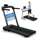 SereneLife Foldable Treadmill, 2 in 1 Under Desk Treadmill: 2.5HP Quiet, Sturdy, Portable, Bluetooth & Apps, Preset Programs, Remote Control, LED Display, Built-in Transport Wheels for Home & Office