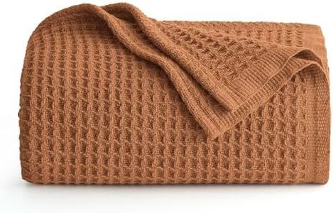 Bedsure 100% Cotton Large Throw Blanket for Couch 50x70 inches - Breathable and Soft, Waffle Weave Throw Blanket for Office, Orange